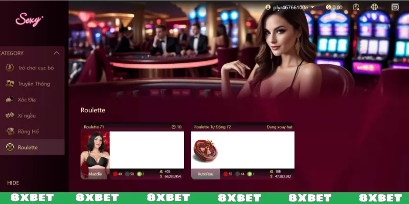 Cược bên trong vòng quay Roulette 8XBET